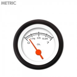 Oil Pressure Gauge Metric Competition White, Org Vintage Needles, Black Rings - Part Number: GAR128ZMXJACAH