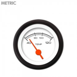 Water Temp Gauge - Metric Competition Wht, Org Vintage Needles, Black Trim Ring - Part Number: GAR128ZMXLACAH