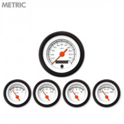 5 Gauge Set - Metric Competition White, Org Vintage Needles, Black Trim Rings - Part Number: GAR128ZMXQACAH