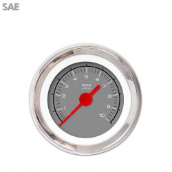 Tachometer Gauge - Competition Gry, Red Vintage Needles, Chrome Trim Rings - Part Number: GAR129ZEXIABAE