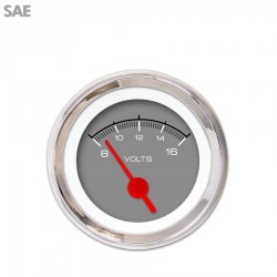 Volt Gauge - SAE Competition Gry, Red Vintage Needles, Chrome Trim Rings - Part Number: GAR129ZEXNABAE