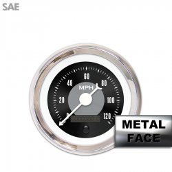 Assemb Speedo Ga. - Amer Classic Black Face, Wht Classic Needles, Chrome Bezels - Part Number: GAR12ZEXHABBD