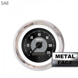 Speedo Gauge SAE American Classic Black, Black Modern Needles, Chrome Rings - Part Number: GAR12ZEXHABCC