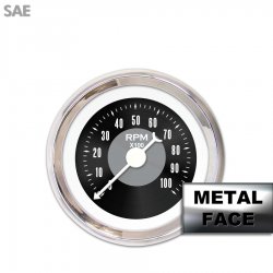 Assemb Tach Ga. - Amer Classic Black Face, White Classic Needles, Chrome Bezels - Part Number: GAR12ZEXIABBD