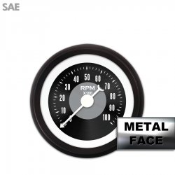Tach Gauge American Classic Black Face, White Classic Needles, Black Bezels - Part Number: GAR12ZEXIACBD