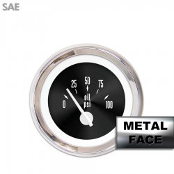 Assemb Oil Pressure Ga. - Amer Classic Black Face, White Mod Nedl, Chrome Bezels - Part Number: GAR12ZEXJABCD