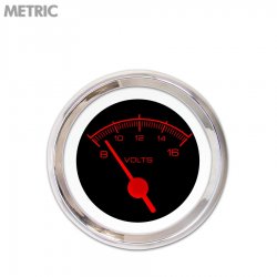 Volt Ga. - Metric Comp Rd Text, Black, Rd Vintage Needles, Chrome Trim Rings - Part Number: GAR130ZMXNABAE