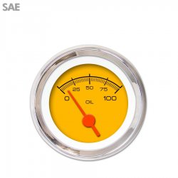 Oil Pressure Ga. - SAE Comp Yellow, Org Vintage Needles, Chrome Trim Rings - Part Number: GAR131ZEXJABAH