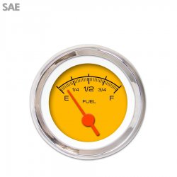 Fuel level Gauge - Competition Yellow, Org Vintage Needles, Chrome Trim Rings - Part Number: GAR131ZEXKABAH