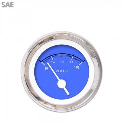 Volt Gauge - SAE Competition Blk, White Vintage Needles, Chrome Trim Rings - Part Number: GAR132ZEXNABAD