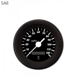 Speedo Gauge - SAE Marker Black, White Vintage Needles, Black Trim Rings - Part Number: GAR133ZEXHACAD