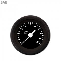 Tachometer Gauge - Marker Black, White Vintage Needles, Black Trim Rings - Part Number: GAR133ZEXIACAD