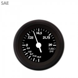 Turbo Gauge - SAE Marker Black, White Vintage Needles, Black Trim Rings - Part Number: GAR133ZEXMACAD