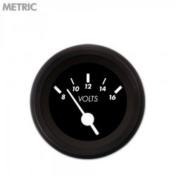 Volt Gauge - Metric Marker Black, White Vintage Needles, Black Trim Rings - Part Number: GAR133ZMXNACAD