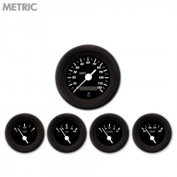 5 Gauge Set - Metric Marker Black, White Vintage Needles, Black Trim Rings - Part Number: GAR133ZMXQACAD