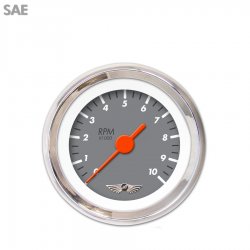 Tachometer Gauge w/ emblem - Marker Gry, Org Vintage Needles, Chrome Trim Rings - Part Number: GAR134ZEAIABAH