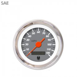 Speedo Gauge - SAE Marker Gray, Org Vintage Needles, Chrome Trim Rings - Part Number: GAR134ZEXHABAH