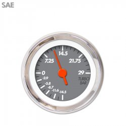 Turbo Gauge - SAE Marker Gray, Org Vintage Needles, Chrome Trim Rings - Part Number: GAR134ZEXMABAH