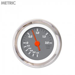 Turbo Gauge - Metric Marker Gray, Org Vintage Needles, Chrome Trim Rings - Part Number: GAR134ZMXMABAH