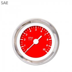 Tachometer Gauge - Marker Red, White Vintage Needles, Chrome Trim Rings - Part Number: GAR135ZEXIABAD