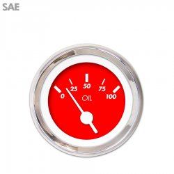 Oil Pressure Gauge - SAE Marker Red, White Vintage Needles, Chrome Trim Rings - Part Number: GAR135ZEXJABAD