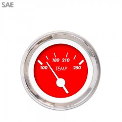 Water Temp Gauge - SAE Marker Red, White Vintage Needles, Chrome Trim Rings - Part Number: GAR135ZEXLABAD