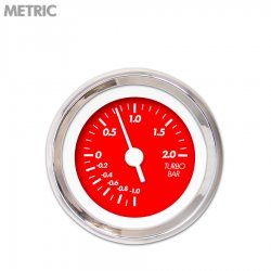 Turbo Gauge - Metric Marker Red, White Vintage Needles, Chrome Trim Rings - Part Number: GAR135ZMXMABAD
