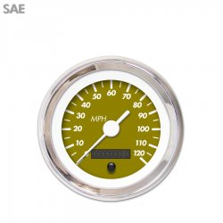 Speedo Gauge - SAE Marker Gn, White Vintage Needles, Chrome Trim Rings - Part Number: GAR136ZEXHABAD