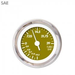 Turbo Gauge - SAE Marker Gn, White Vintage Needles, Chrome Trim Rings - Part Number: GAR136ZEXMABAD