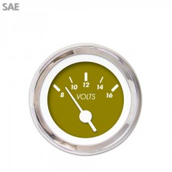 Volt Gauge - SAE Marker Gn, White Vintage Needles, Chrome Trim Rings - Part Number: GAR136ZEXNABAD