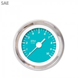 Tachometer Gauge - Marker Aqua, White Vintage Needles, Chrome Trim Rings - Part Number: GAR137ZEXIABAD