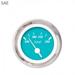 Water Temp Gauge - SAE Marker Aqua, White Vintage Needles, Chrome Trim Rings - Part Number: GAR137ZEXLABAD
