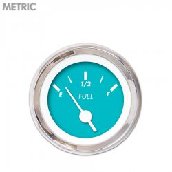 Fuel level Gauge - Marker Aqua, White Vintage Needles, Chrome Trim Rings - Part Number: GAR137ZMXKABAD