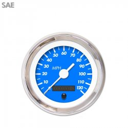 Speedo Gauge - SAE Marker Bl, White Vintage Needles, Chrome Trim Rings - Part Number: GAR138ZEXHABAD