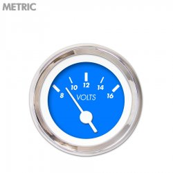 Volt Gauge - Metric Marker Bl, White Vintage Needles, Chrome Trim Rings - Part Number: GAR138ZMXNABAD