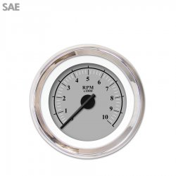 Tachometer Gauge - Omega Grnay, Black Modern Needles, Chrome Trim Rings - Part Number: GAR139ZEXIABCC