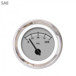 Oil Pressure Gauge - SAE Omega Grnay, Black Modern Needles, Chrome Trim Rings - Part Number: GAR139ZEXJABCC
