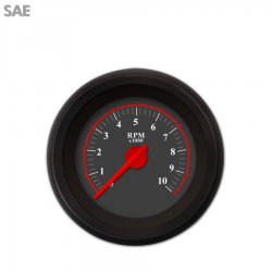 Tachometer Gauge - Omega Black, Red Modern Needles, Black Trim Rings - Part Number: GAR140ZEXIACCE