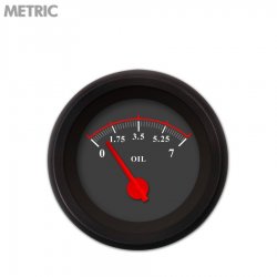 Oil Pressure Gauge - Metric Omega Black, Red Modern Needles, Black Trim Rings - Part Number: GAR140ZMXJACCE
