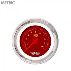 Tachometer Gauge w/ emblem - Omega Red, Red Modern Needles, Chrome Trim Rings - Part Number: GAR142ZMAIABCE