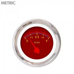 Fuel level Gauge - Omega Red, Red Modern Needles, Chrome Trim Rings - Part Number: GAR142ZMXKABCE