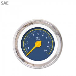Tachometer Gauge - Omega Bl, Yellow Modern Needles, Chrome Trim Rings - Part Number: GAR144ZEXIABCI