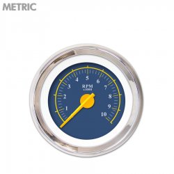 Tachometer Gauge - Omega Bl, Yellow Modern Needles, Chrome Trim Rings - Part Number: GAR144ZMXIABCI