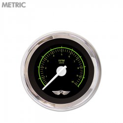 Tachometer Gauge w/ emblem - VX Black, White Modern Needles, Chrome Trim Rings - Part Number: GAR145ZMAIABCD