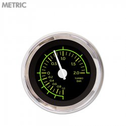 Turbo Gauge - Metric VX Black, White Modern Needles, Chrome Trim Rings - Part Number: GAR145ZMXMABCD