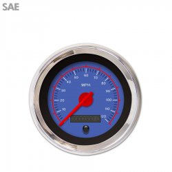 Speedo Gauge - SAE VX Bl, Red Modern Needles, Chrome Trim Rings - Part Number: GAR146ZEXHABCE