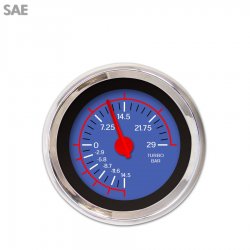 Turbo Gauge - SAE VX Bl, Red Modern Needles, Chrome Trim Rings - Part Number: GAR146ZEXMABCE