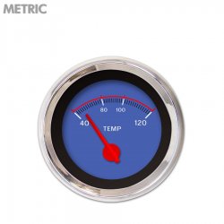 Water Temp Gauge - Metric VX Bl, Red Modern Needles, Chrome Trim Rings - Part Number: GAR146ZMXLABCE