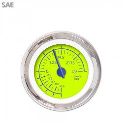 Turbo Gauge - SAE VX Gn, Bl Modern Needles, Chrome Trim Rings - Part Number: GAR147ZEXMABCF