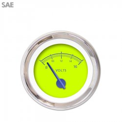 Volt Gauge - SAE VX Gn, Bl Modern Needles, Chrome Trim Rings - Part Number: GAR147ZEXNABCF